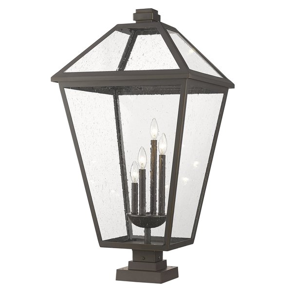 Z-Lite Talbot 4 Light Outdoor Pier Mounted Fixture, Oil Rubbed Bronze And Seedy 579PHXLXS-SQPM-ORB